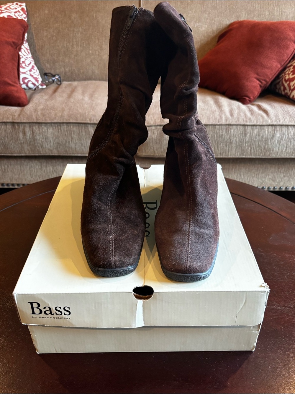 *Like New* Women’s Bass Ganelle Boots Suede Leather Brown Mid Calf - Size 9M